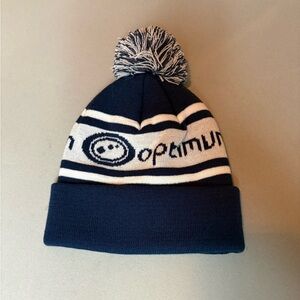 Kids Pom Beanie Hat - Navy & White